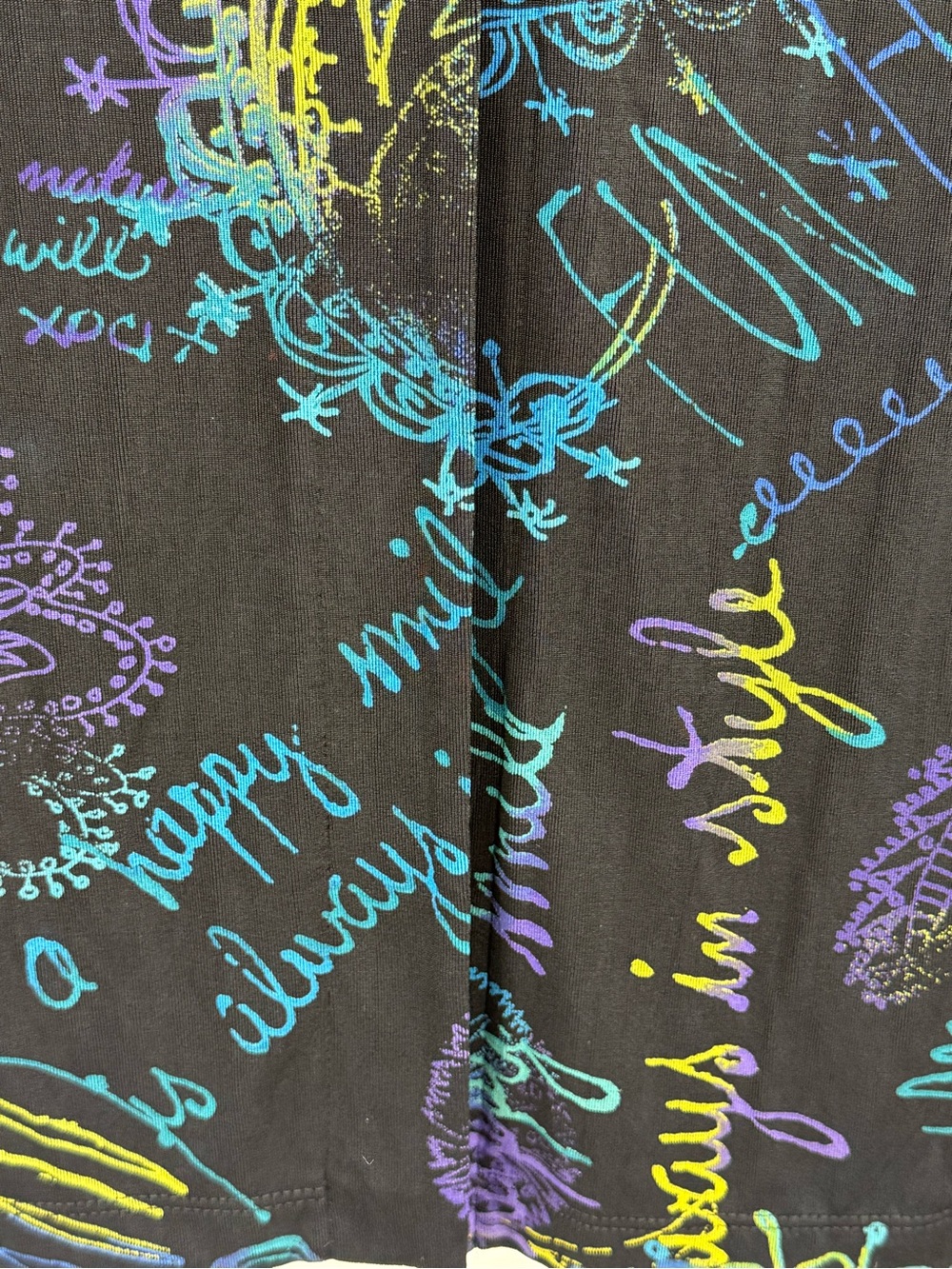 Chico's Travelers Black Peace Love Happiness Cardigan Jacket Top Wearable Art - Picture 10 of 10